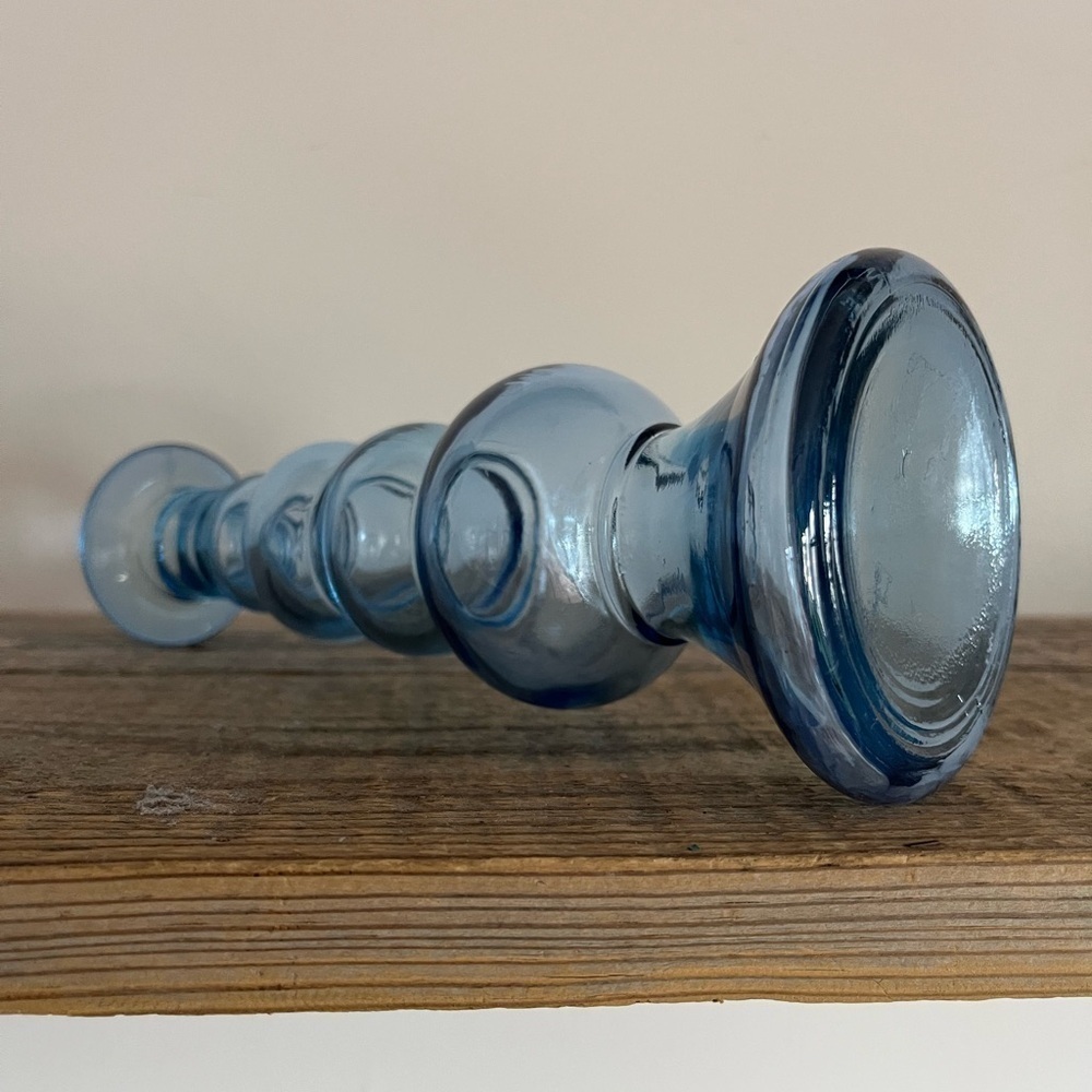 Elegant Blue Bubble Glass Candle Holder - Picture 5 of 6
